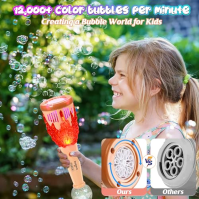 Livofloral Bubble Machine Torch Automatická bublifuková pistole pro děti 12000 bublin/min 150ml bublinkový roztok Bubble Toy se 